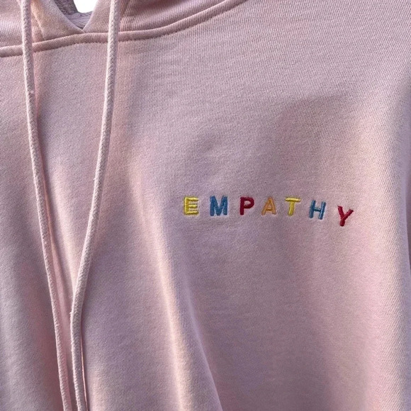 Empathy Embroidered Pink Cropped Hoodie - Picture 2 of 4
